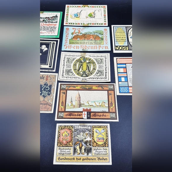 1920's Germany Pfennig Notgeld Banknote Emergency Paper German Money Lot of 10 - Picture 7 of 8